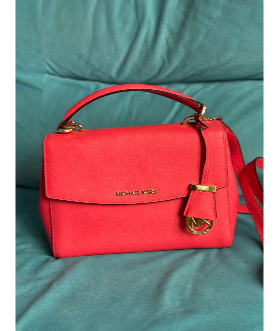 MICHAEL KORS Коралловая кожаная сумка через плечо, фото 6