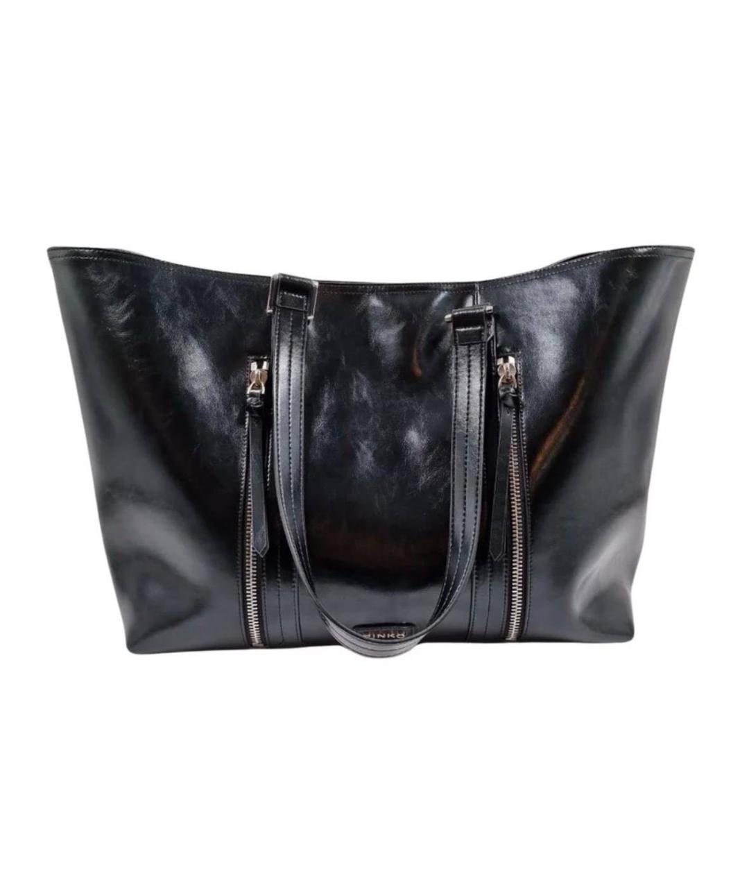 PINKO Черная кожаная сумка с короткими ручками, фото 2