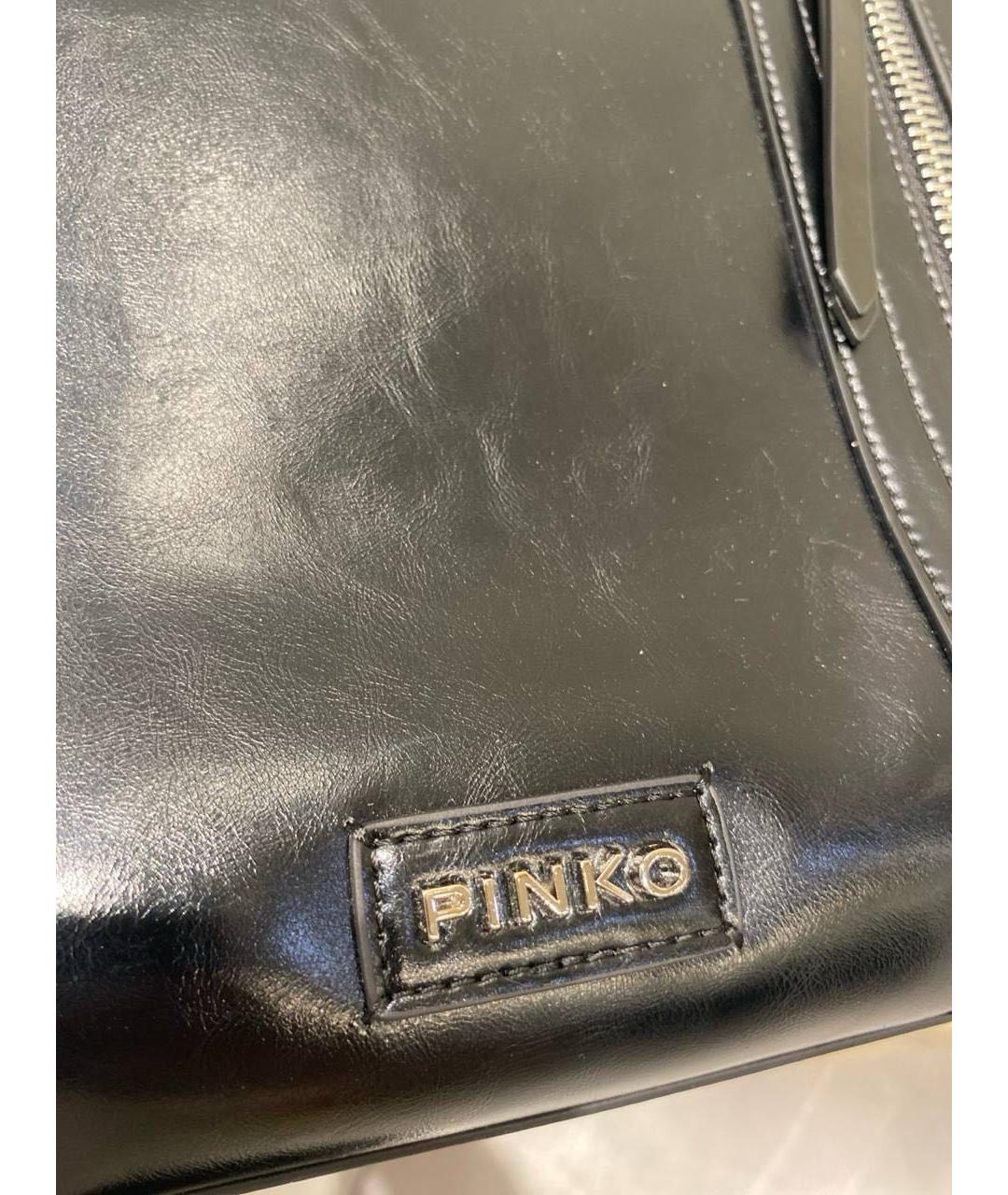 PINKO Черная кожаная сумка с короткими ручками, фото 4