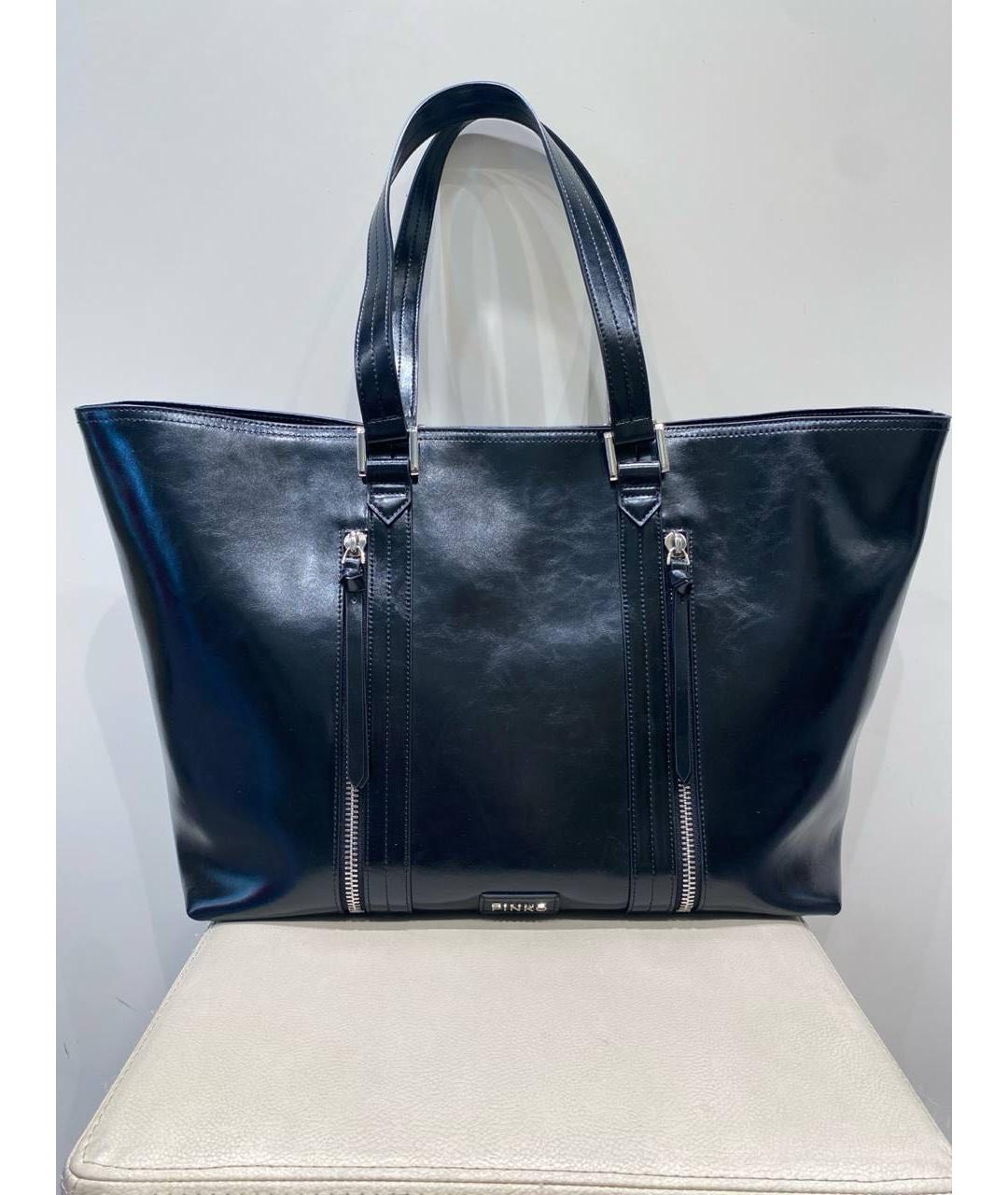 PINKO Черная кожаная сумка с короткими ручками, фото 8