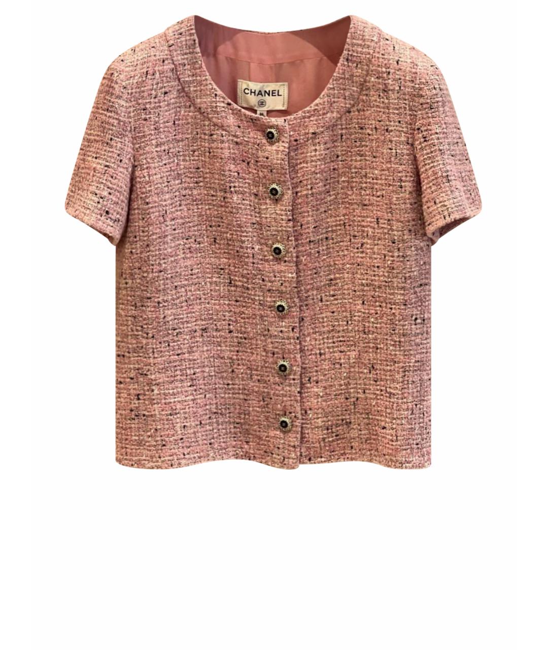 CHANEL Розовый твидовый жакет/пиджак, фото 1