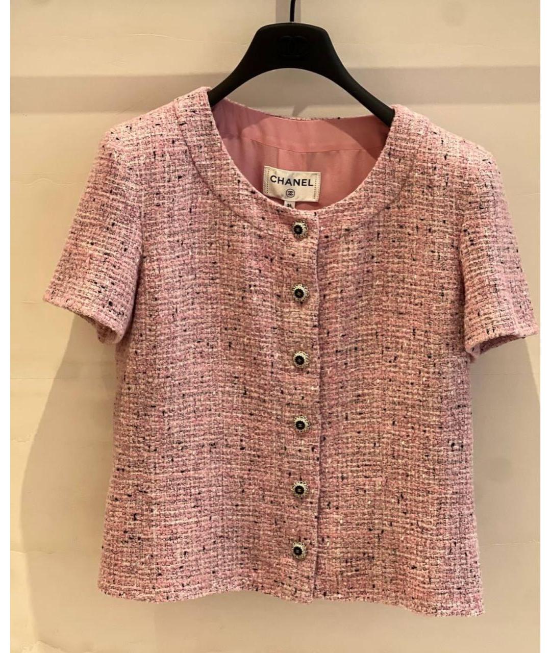 CHANEL Розовый твидовый жакет/пиджак, фото 7