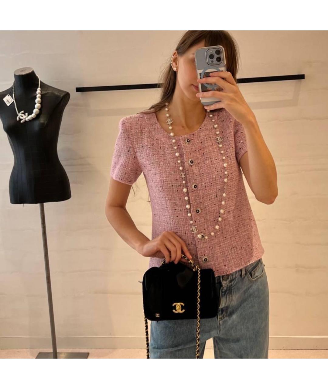 CHANEL Розовый твидовый жакет/пиджак, фото 4