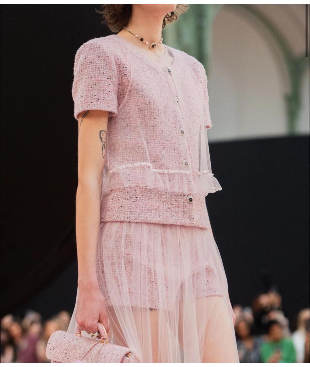 CHANEL Розовый твидовый жакет/пиджак, фото 3