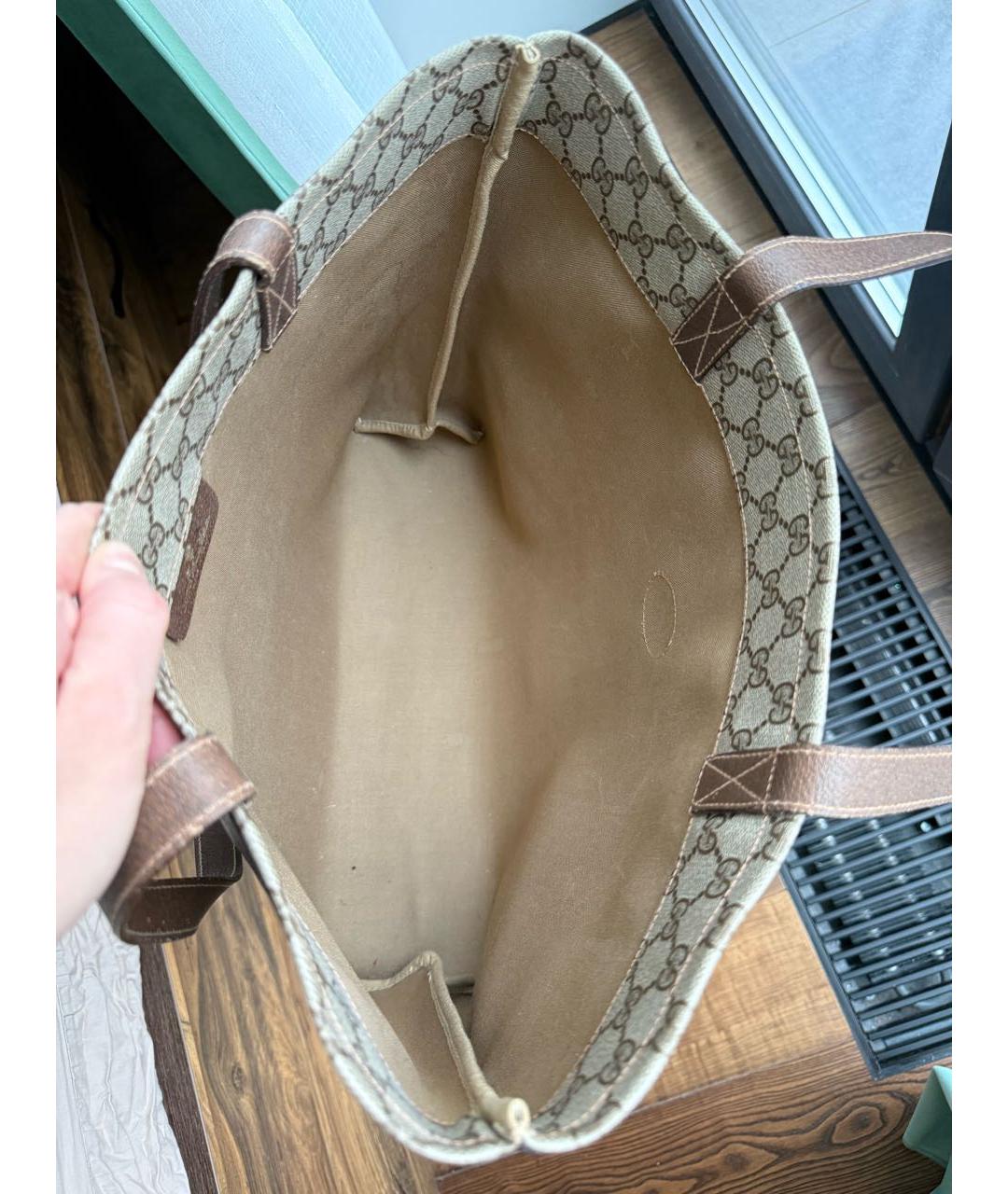 GUCCI Бежевая кожаная сумка через плечо, фото 3
