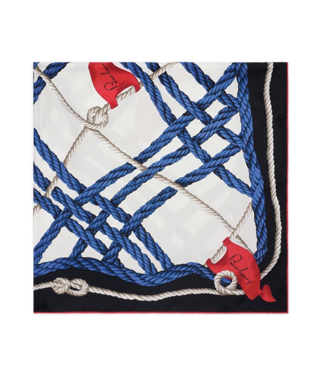 BURBERRY Темно-синий шелковый шарф, фото 2