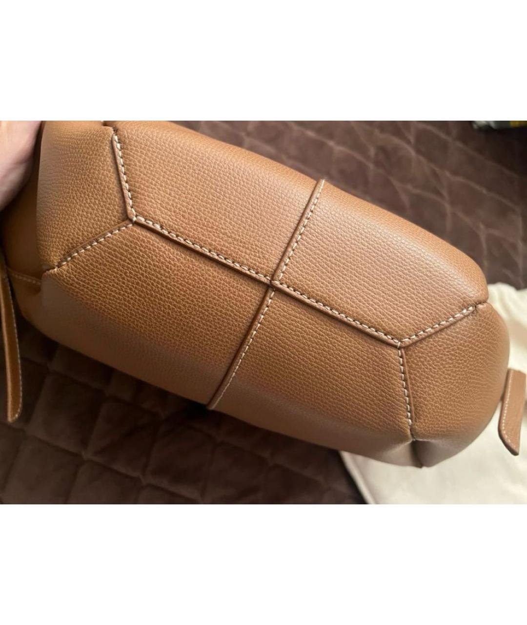 POLENE Коричневая кожаная сумка с короткими ручками, фото 6