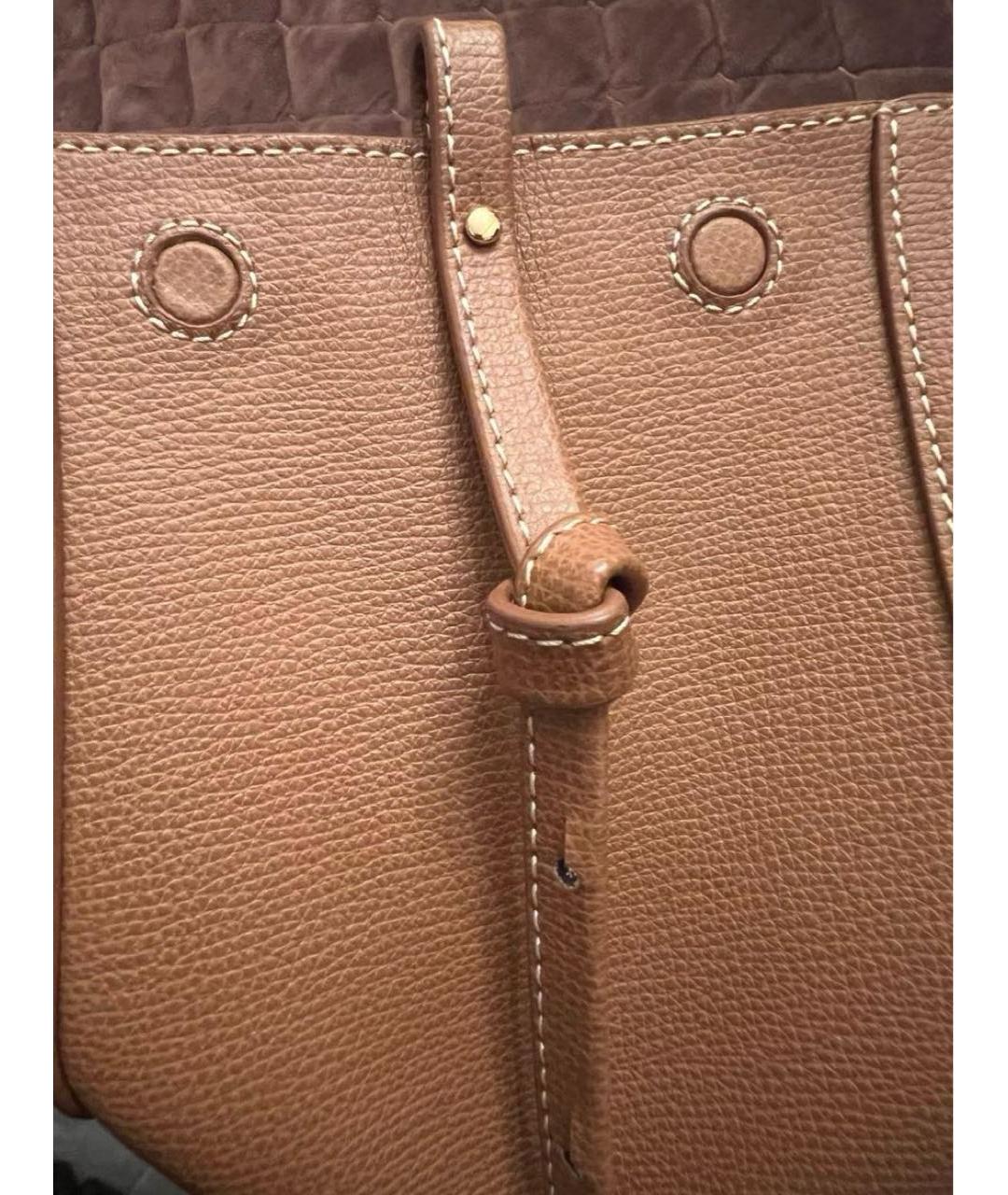 POLENE Коричневая кожаная сумка с короткими ручками, фото 4