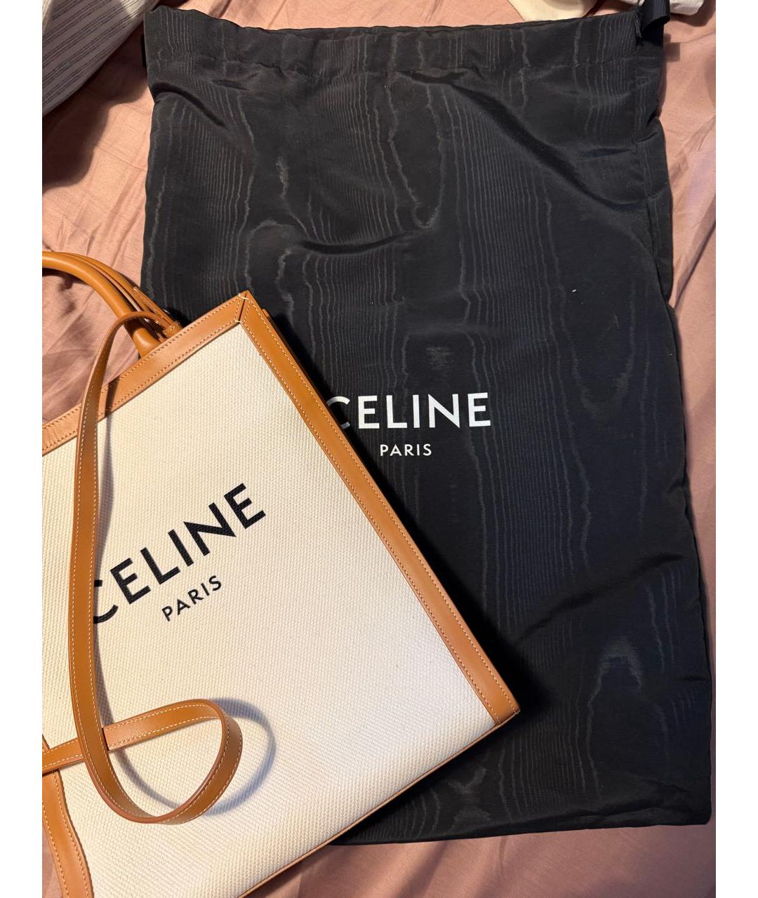 CELINE Белая тканевая сумка через плечо, фото 7