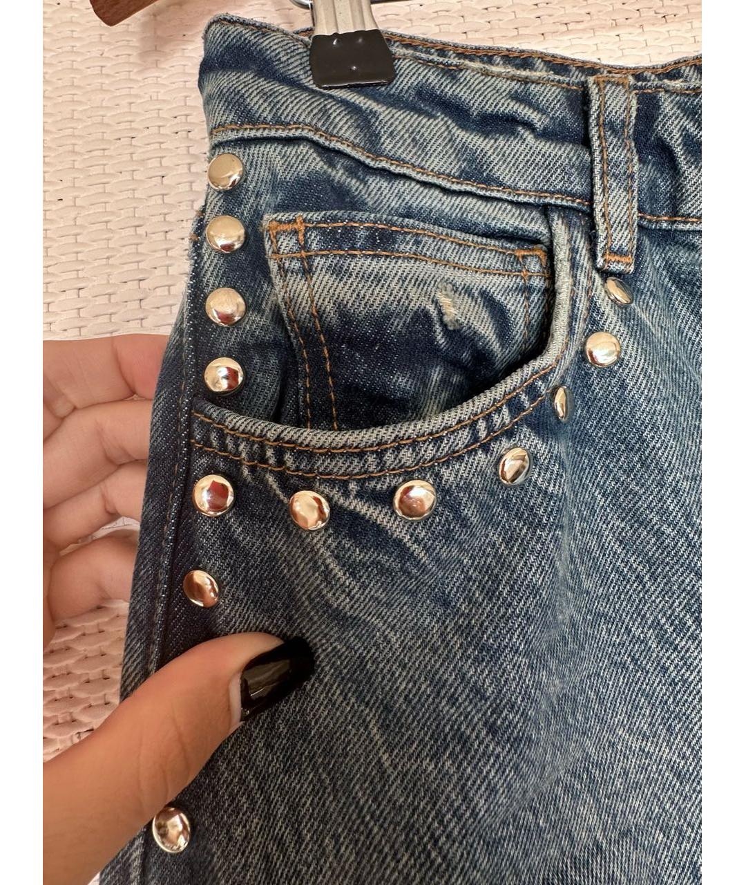 REFORMATION Синие хлопковые прямые джинсы, фото 6