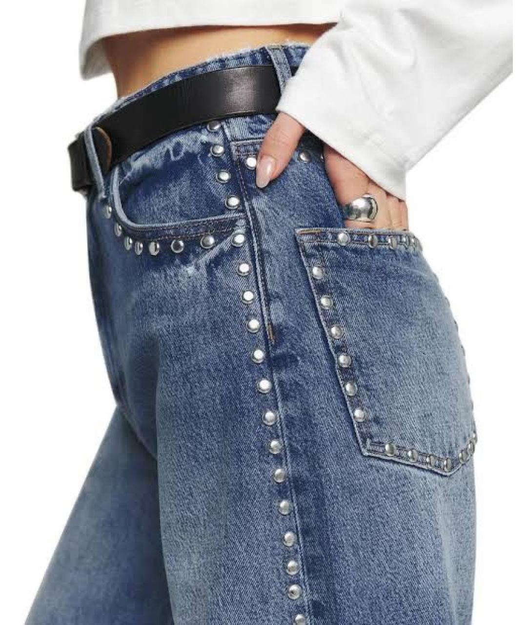 REFORMATION Синие хлопковые прямые джинсы, фото 4