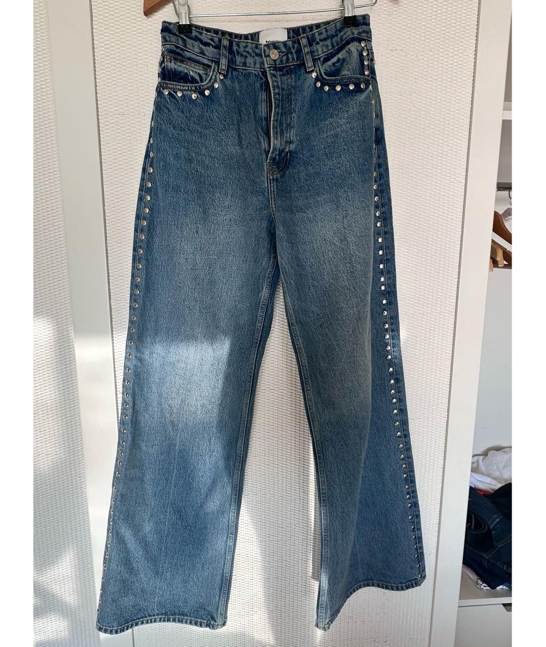 REFORMATION Синие хлопковые прямые джинсы, фото 2