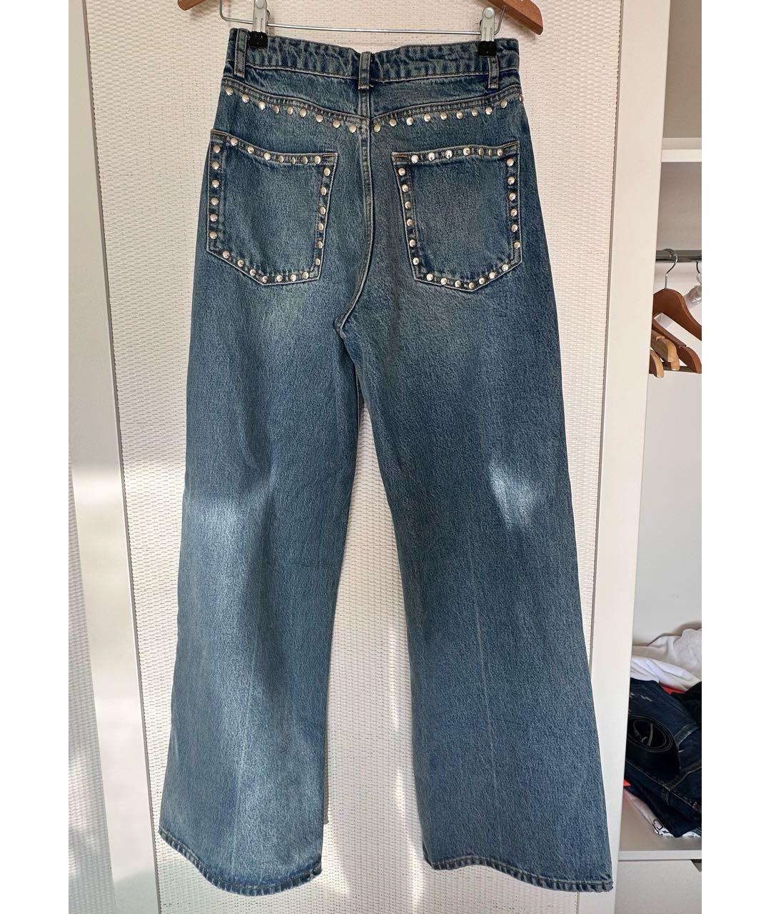 REFORMATION Синие хлопковые прямые джинсы, фото 5