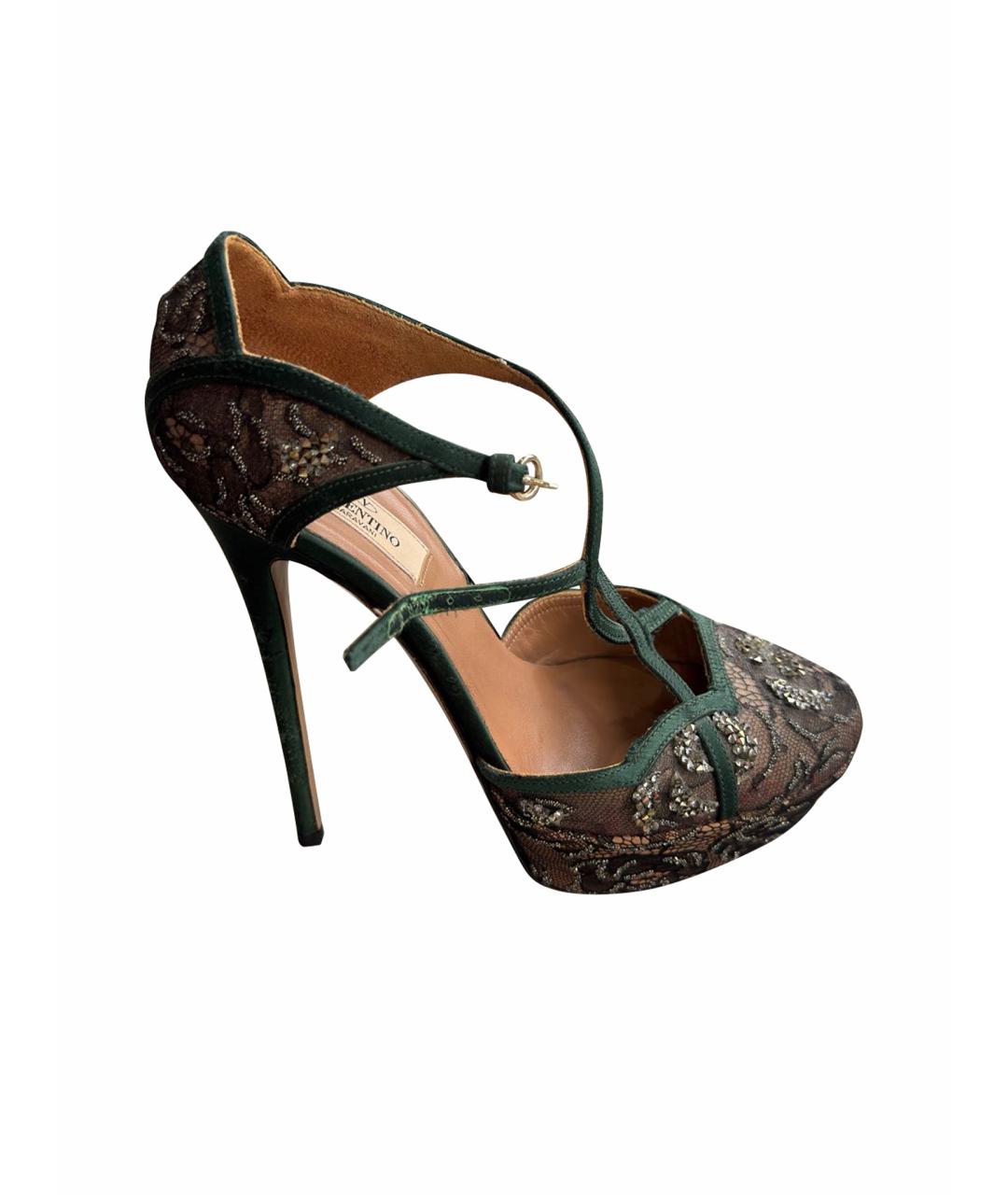 VALENTINO Зеленые текстильные туфли, фото 1