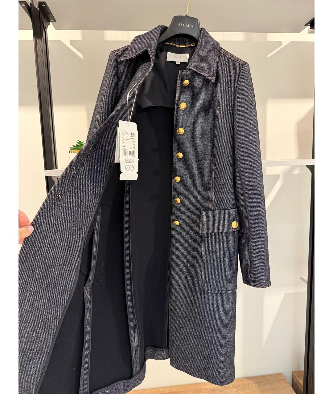 ESCADA Темно-синее шерстяное пальто, фото 2