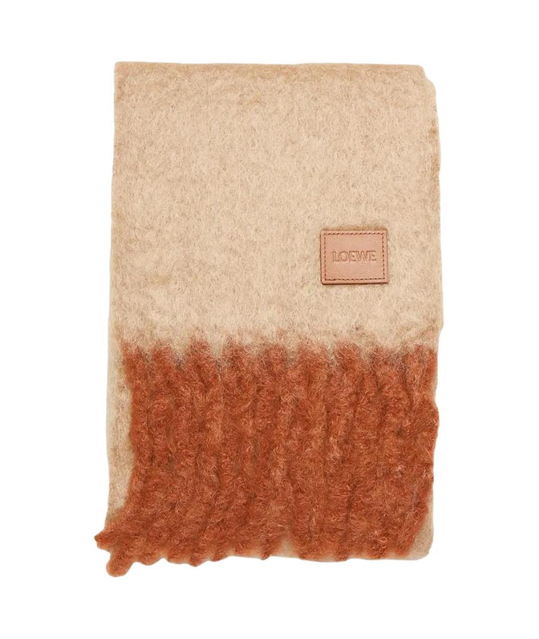 LOEWE Бежевый шерстяной шарф, фото 1