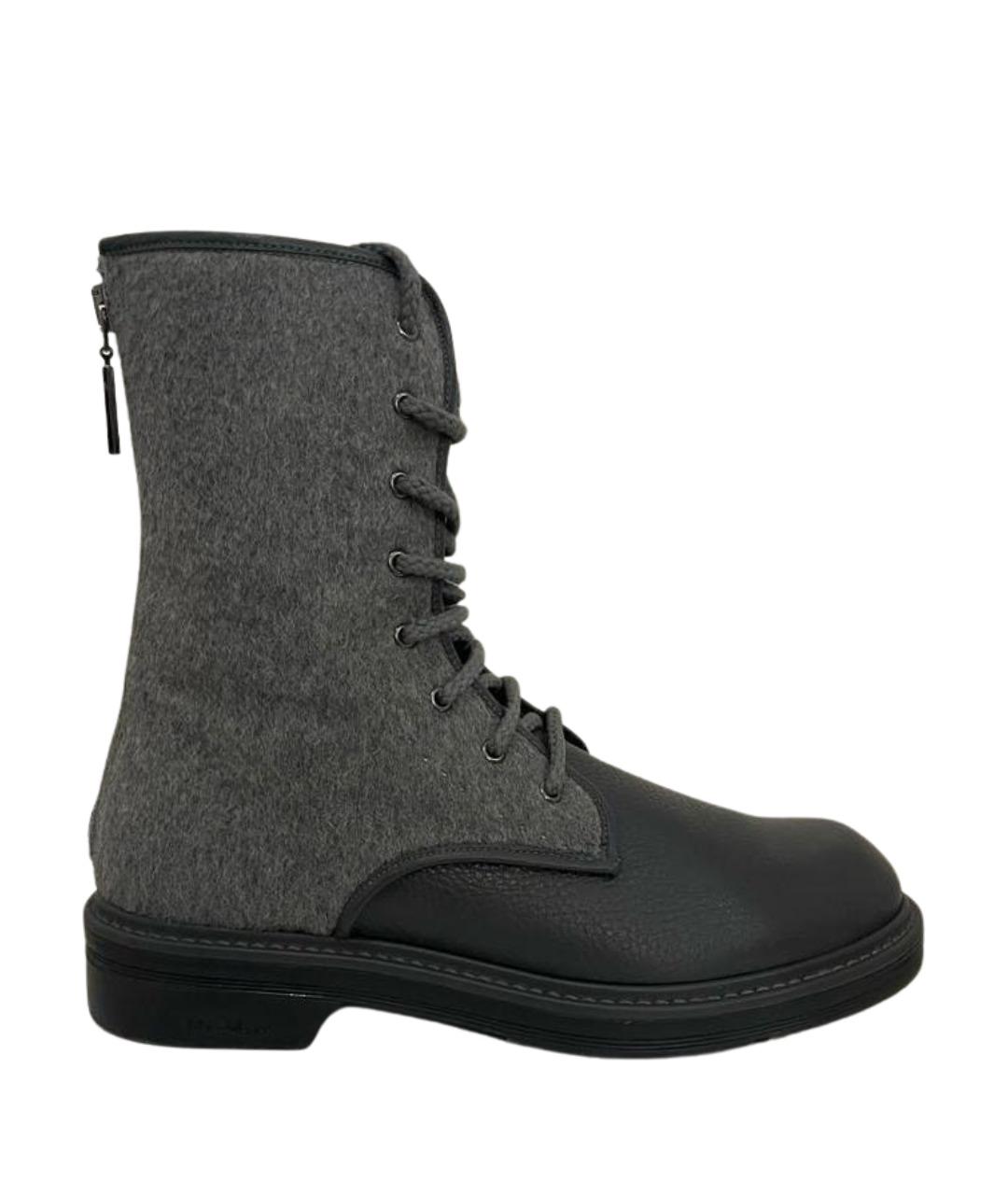 MAX MARA Серые кожаные полусапоги, фото 1