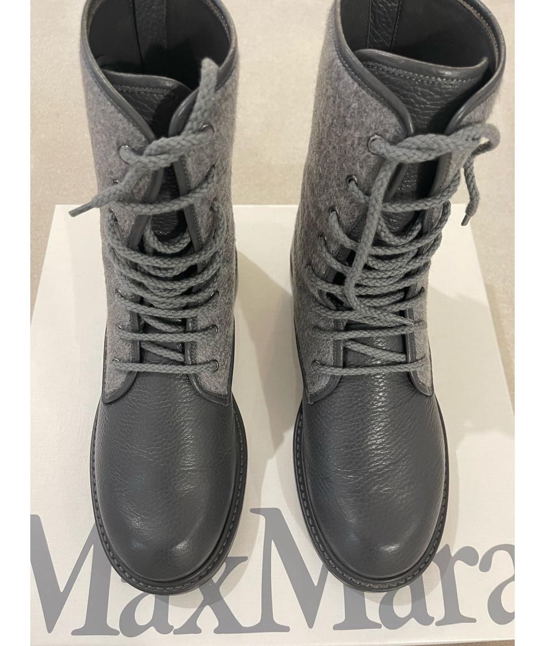 MAX MARA Серые кожаные полусапоги, фото 5