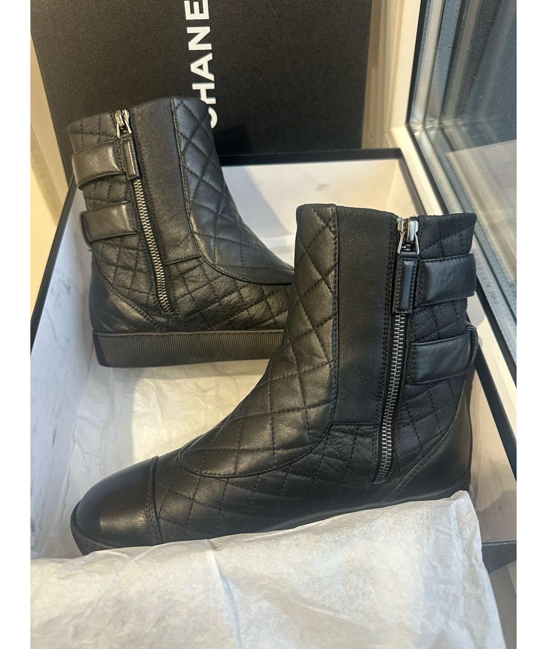 CHANEL Черные кожаные полусапоги, фото 6