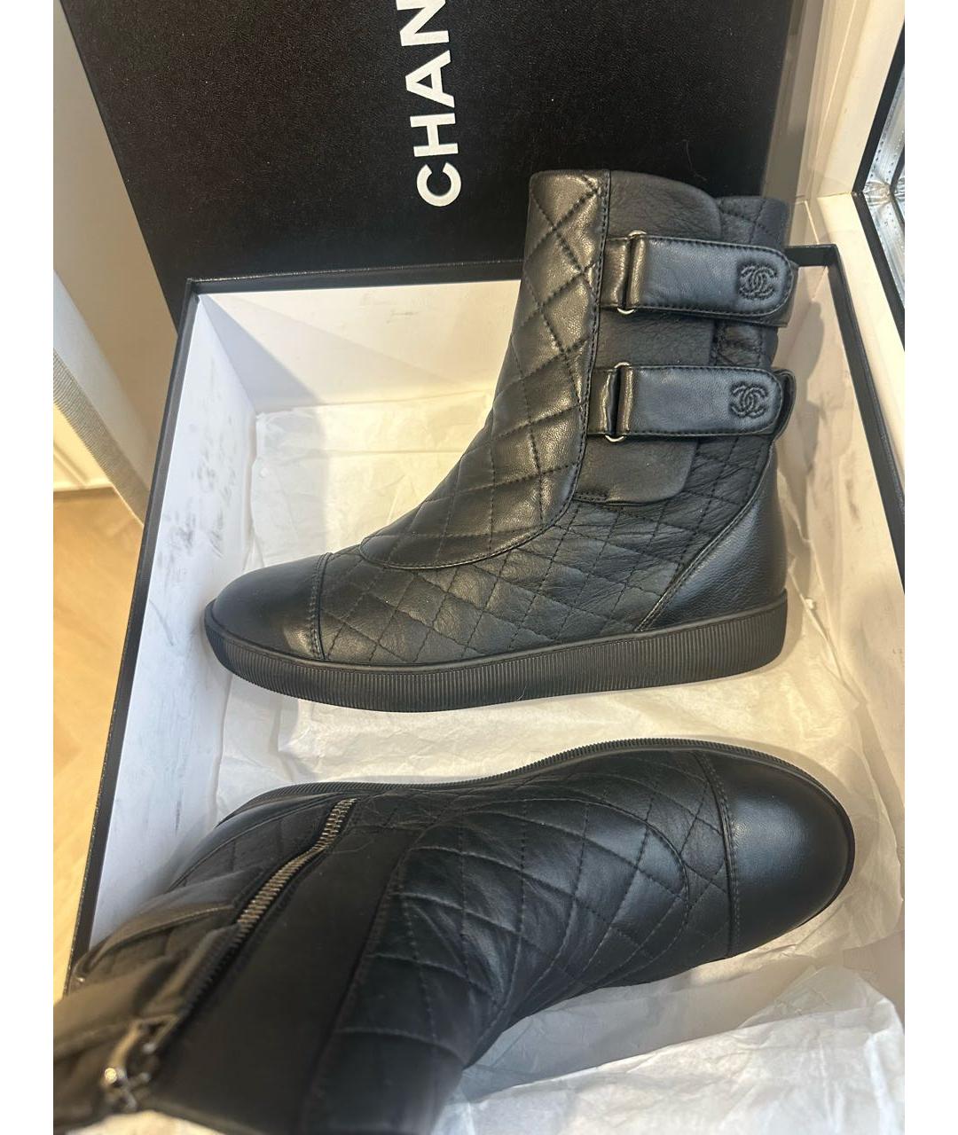 CHANEL Черные кожаные полусапоги, фото 4