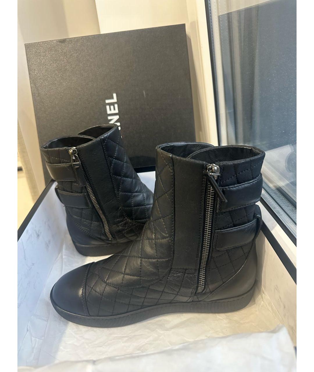 CHANEL Черные кожаные полусапоги, фото 7