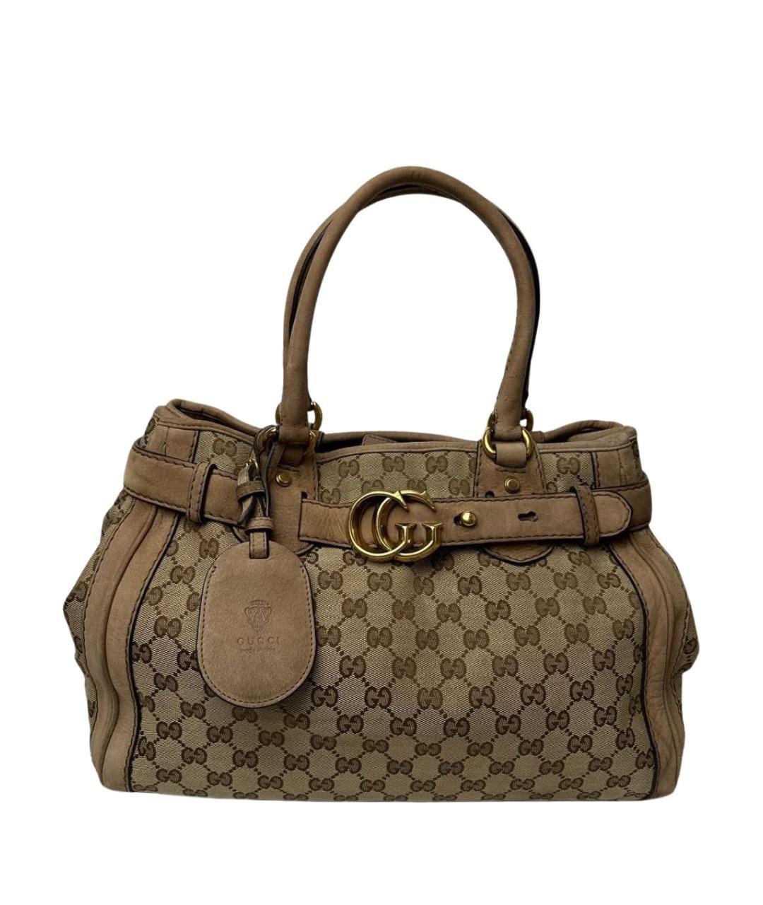 GUCCI Бежевая кожаная сумка с короткими ручками, фото 1