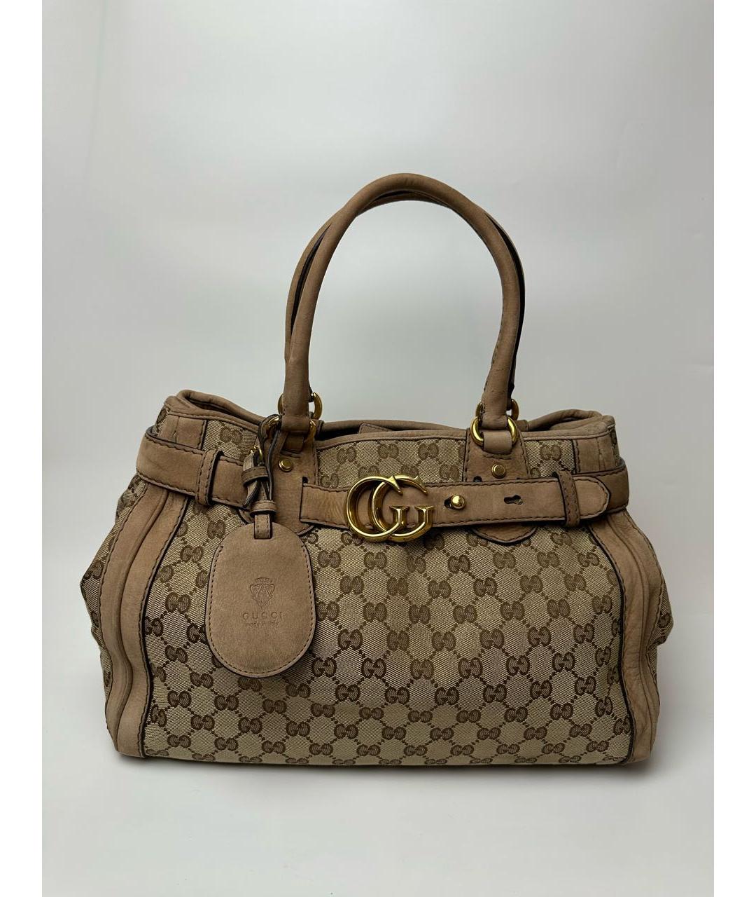 GUCCI Бежевая кожаная сумка с короткими ручками, фото 5