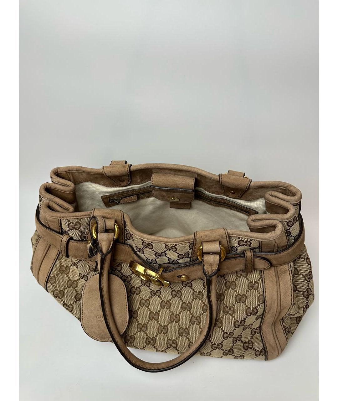 GUCCI Бежевая кожаная сумка с короткими ручками, фото 2