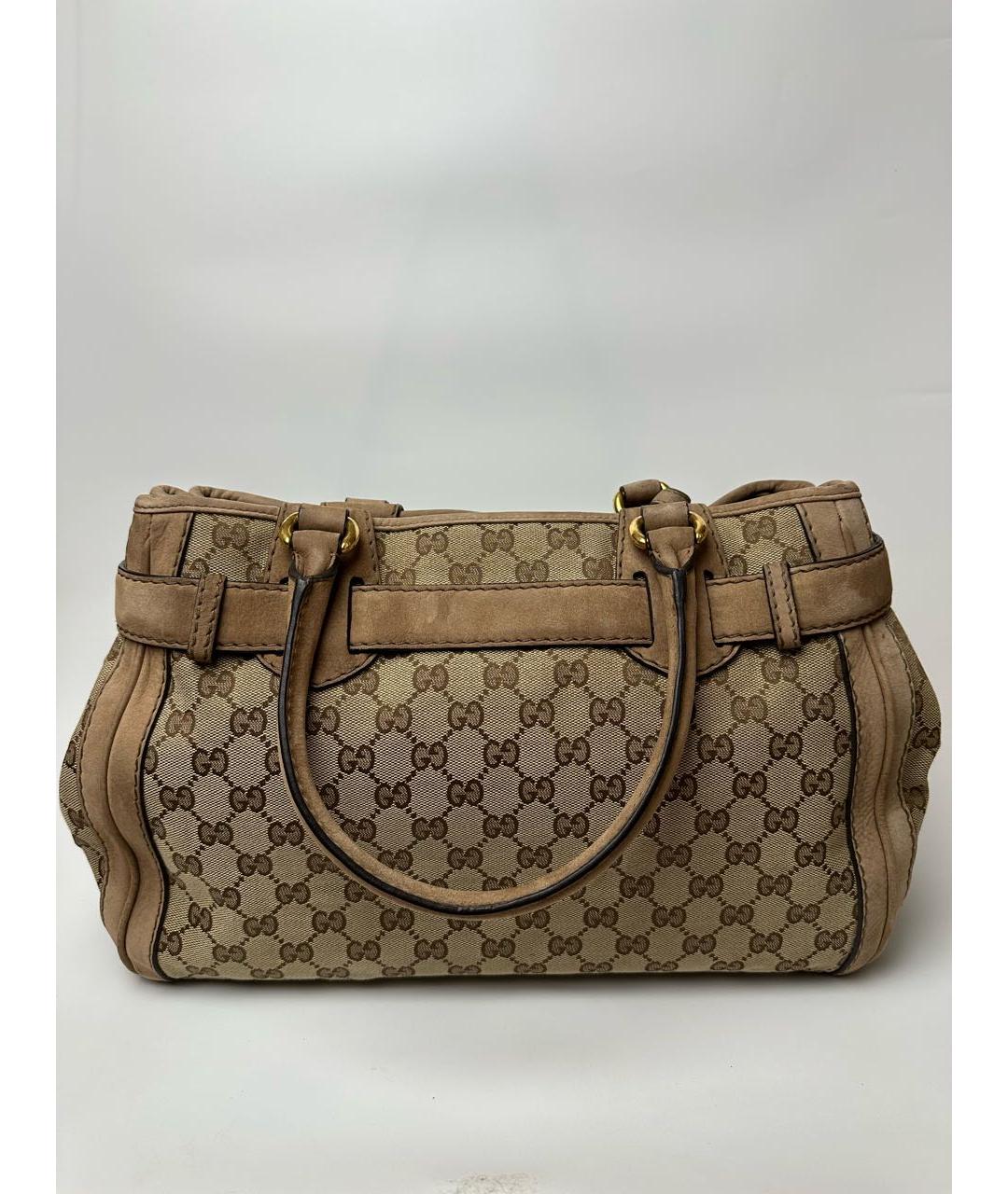 GUCCI Бежевая кожаная сумка с короткими ручками, фото 3