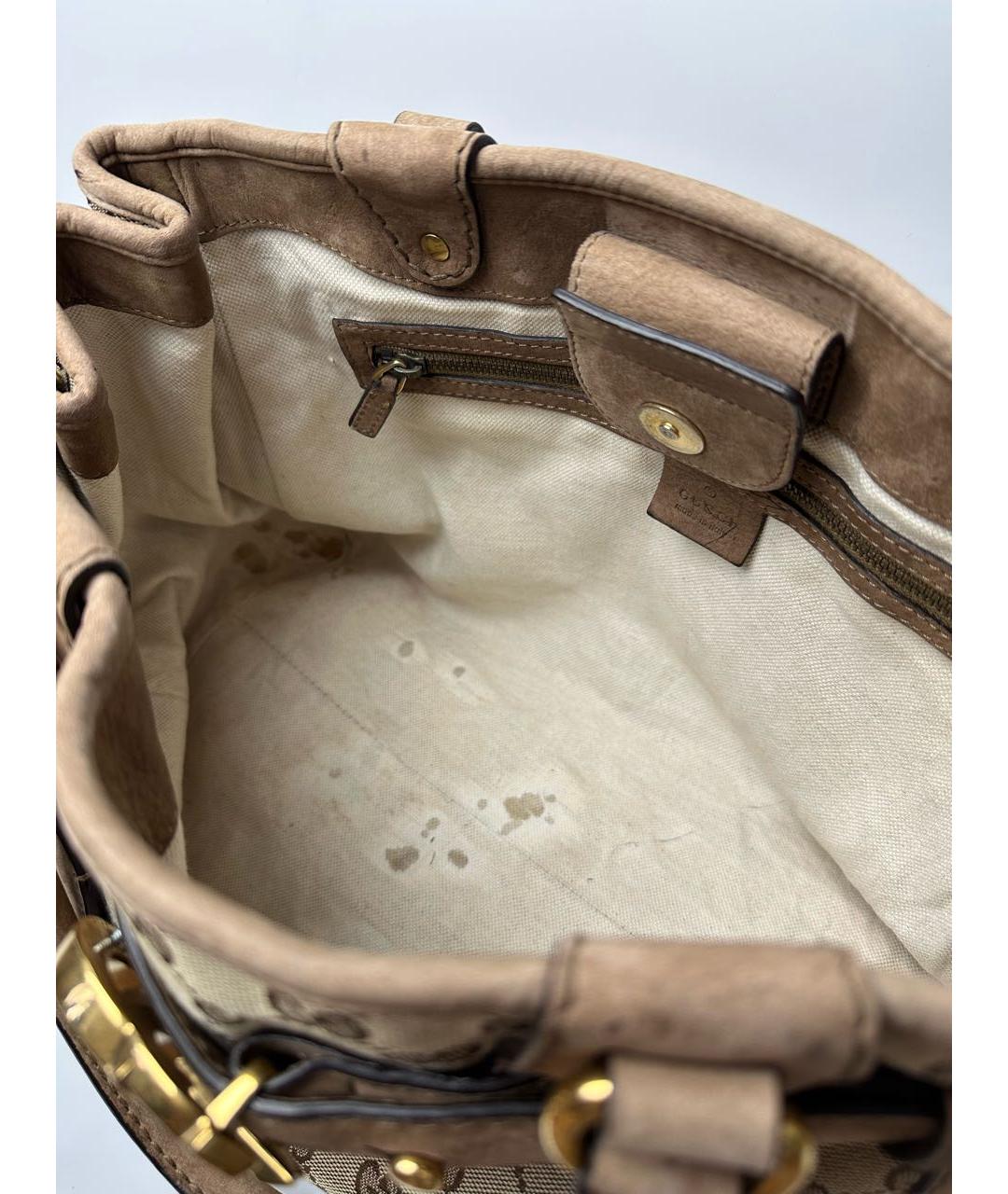 GUCCI Бежевая кожаная сумка с короткими ручками, фото 4