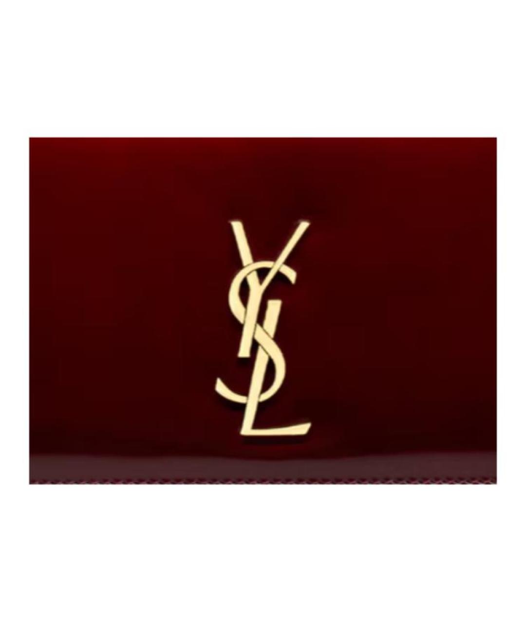 SAINT LAURENT Бордовая кожаная сумка через плечо, фото 6