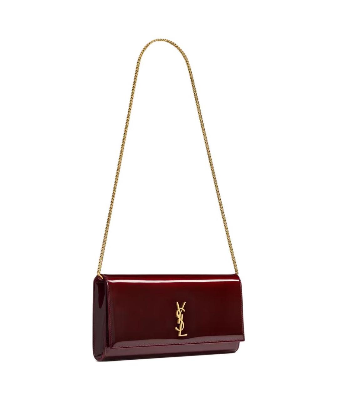 SAINT LAURENT Бордовая кожаная сумка через плечо, фото 2