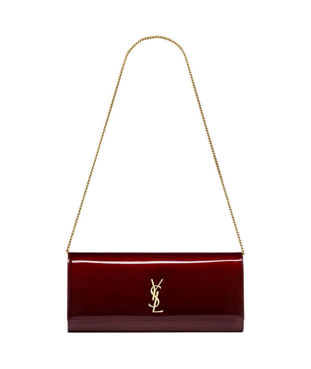 SAINT LAURENT Бордовая кожаная сумка через плечо, фото 1