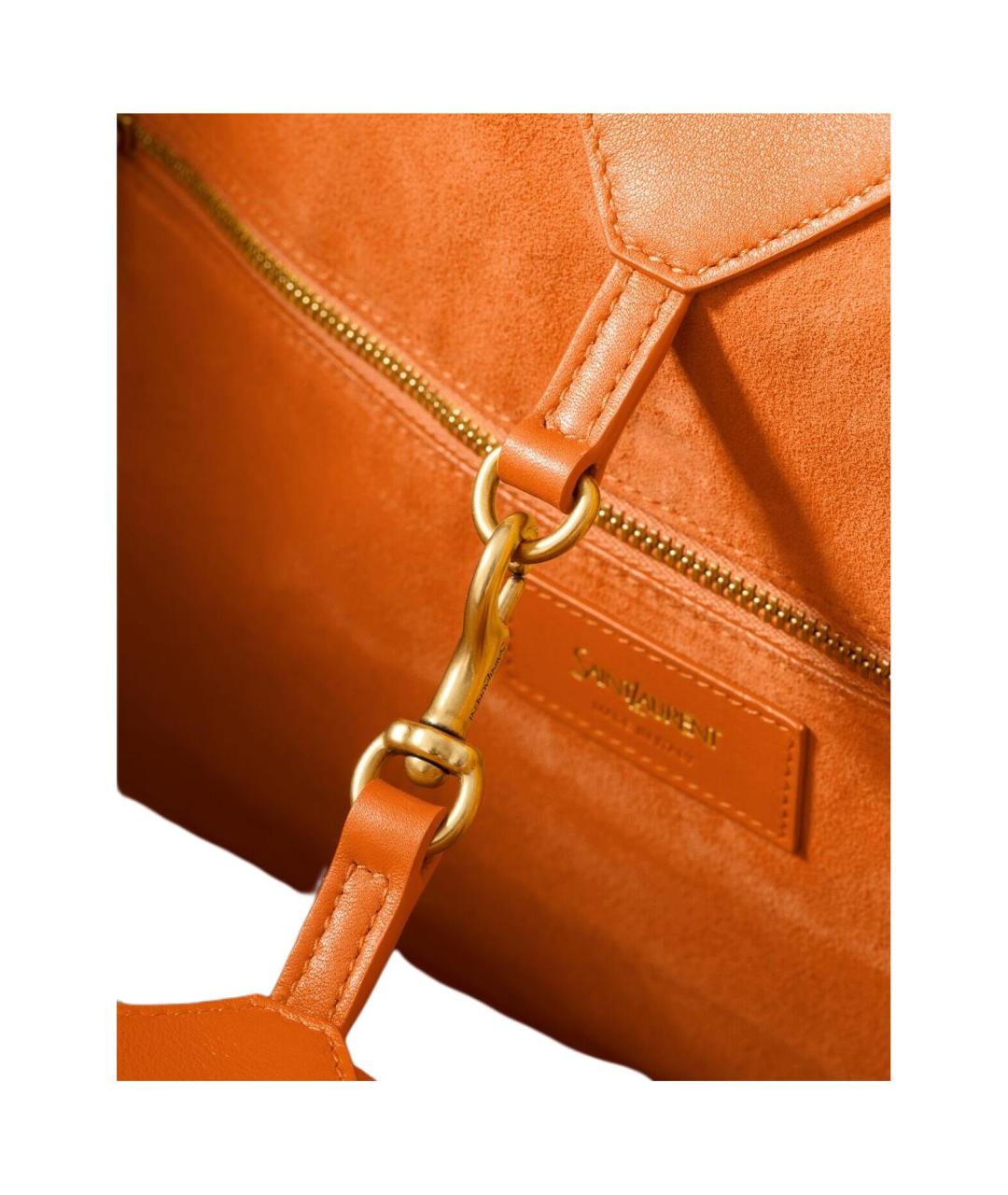 SAINT LAURENT Оранжевая кожаная сумка через плечо, фото 5