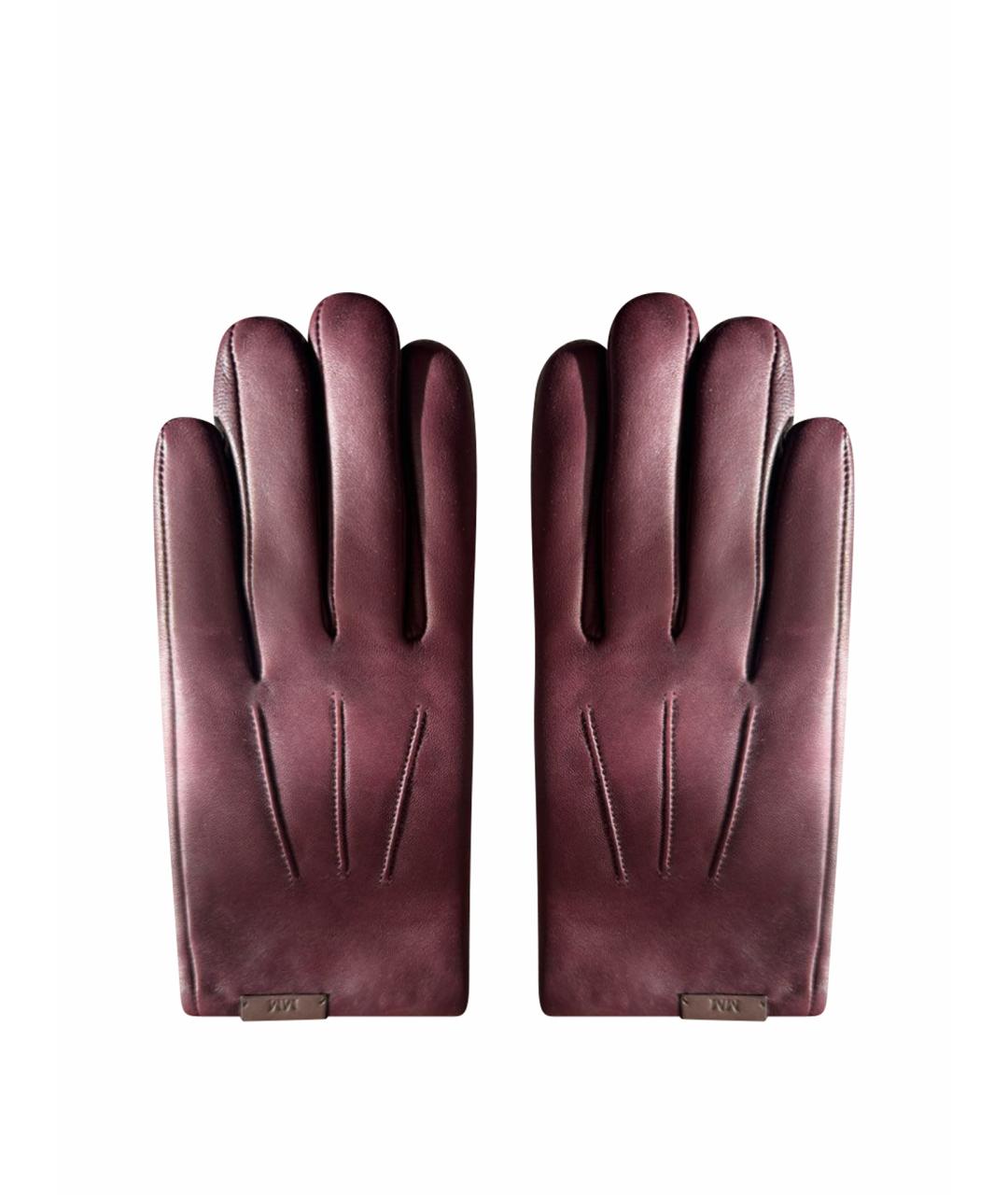 MAX MARA Бордовые кожаные перчатки, фото 1