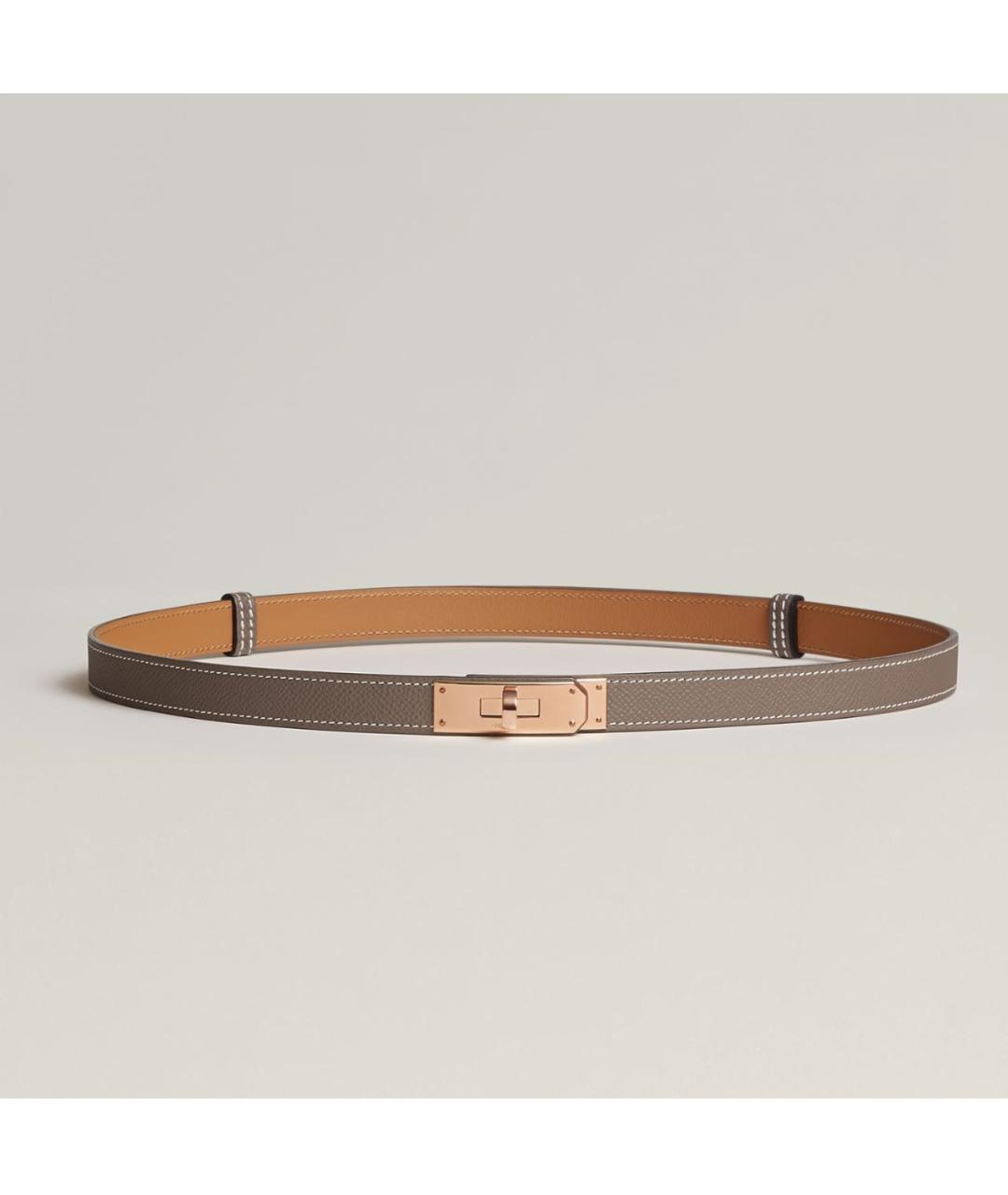 HERMES Серый кожаный ремень, фото 3