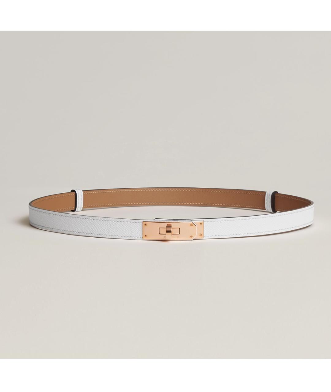 HERMES Белый кожаный ремень, фото 3