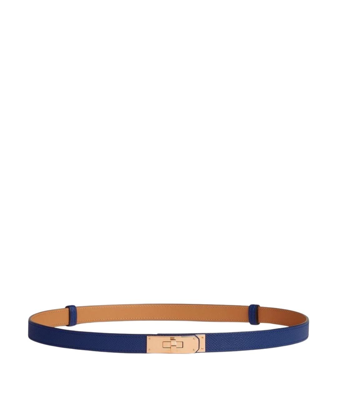 HERMES Синий кожаный ремень, фото 1