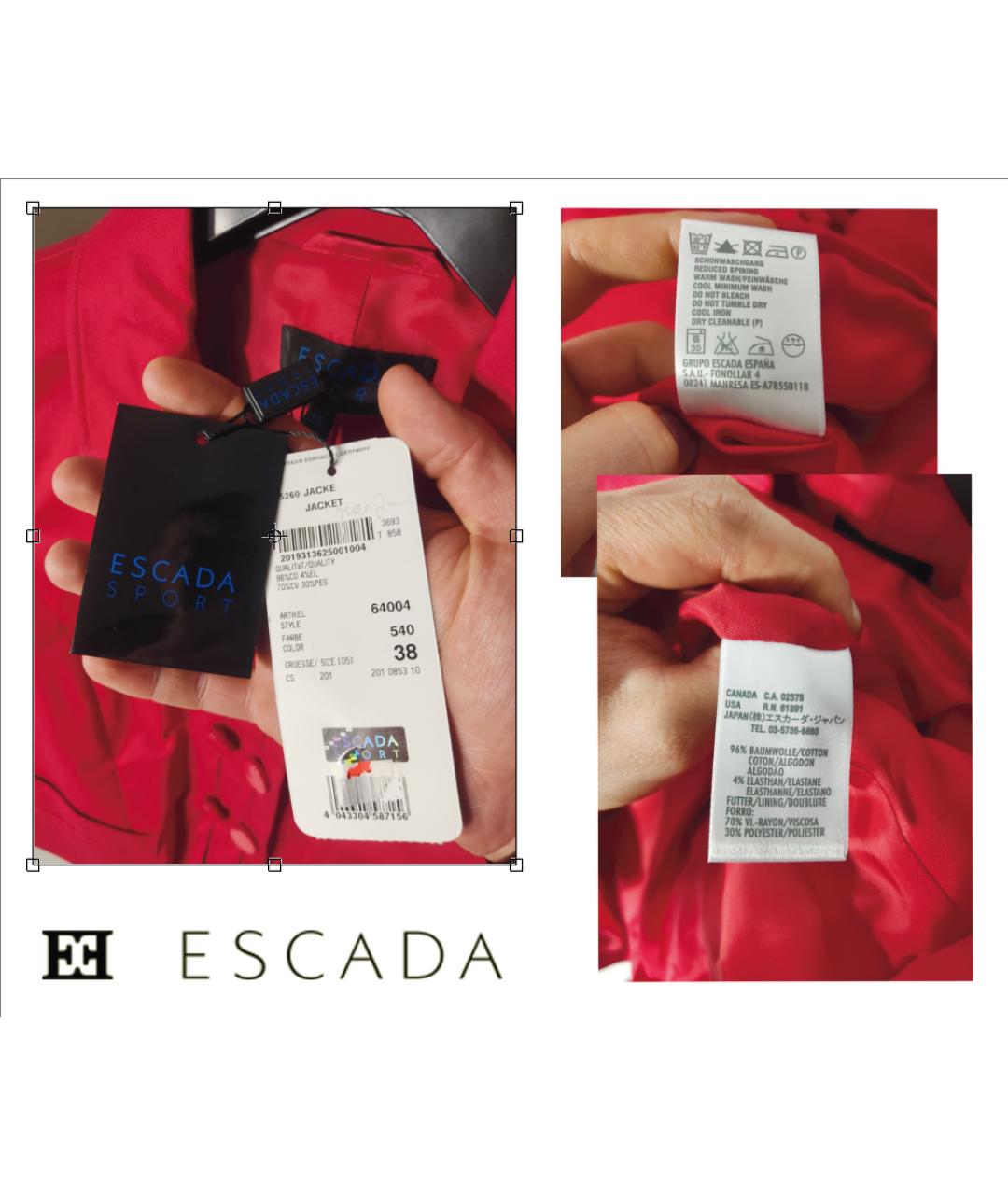 ESCADA Красный хлопко-эластановый жакет/пиджак, фото 6