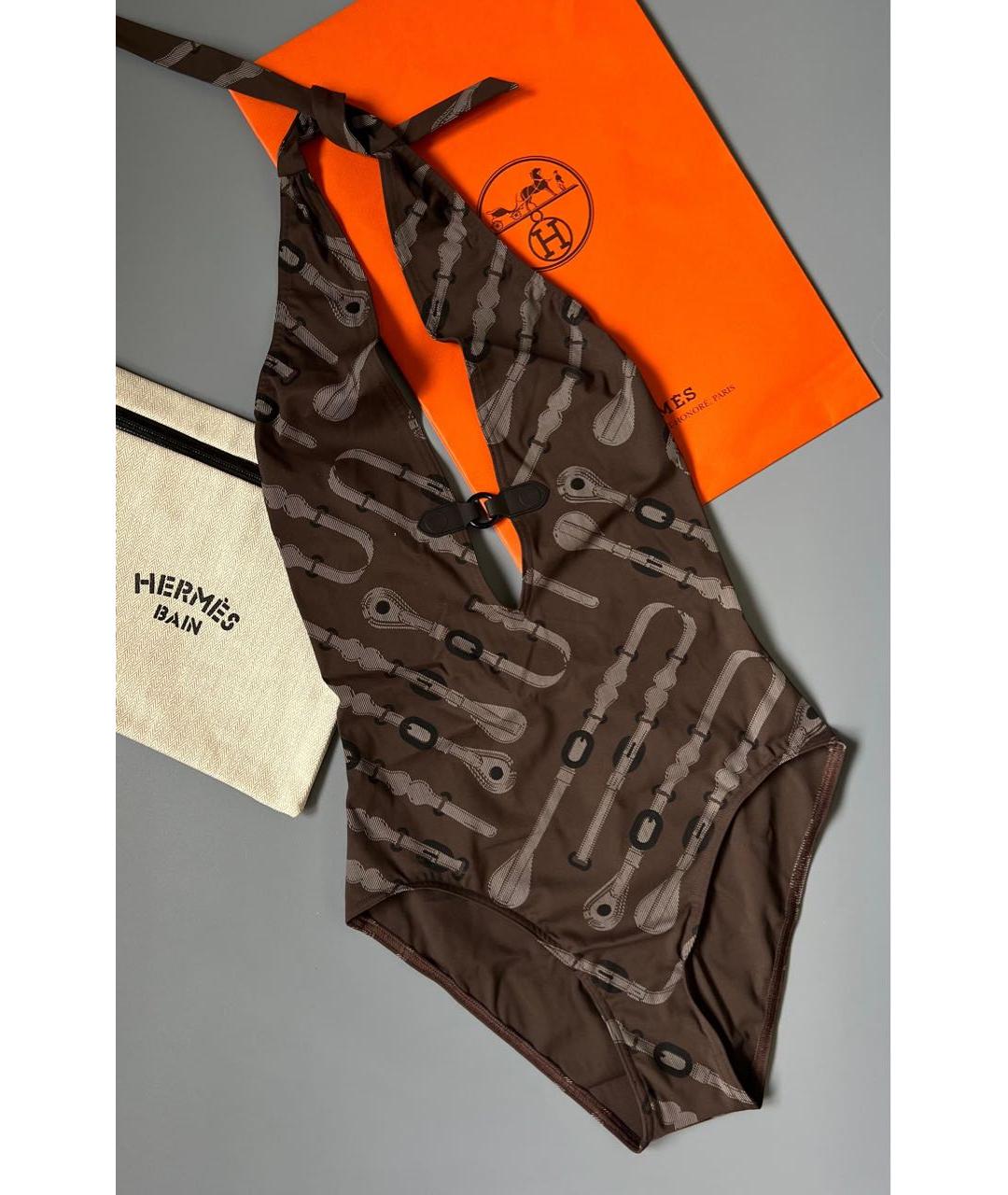 HERMES Коричневый полиамидовый купальник, фото 2