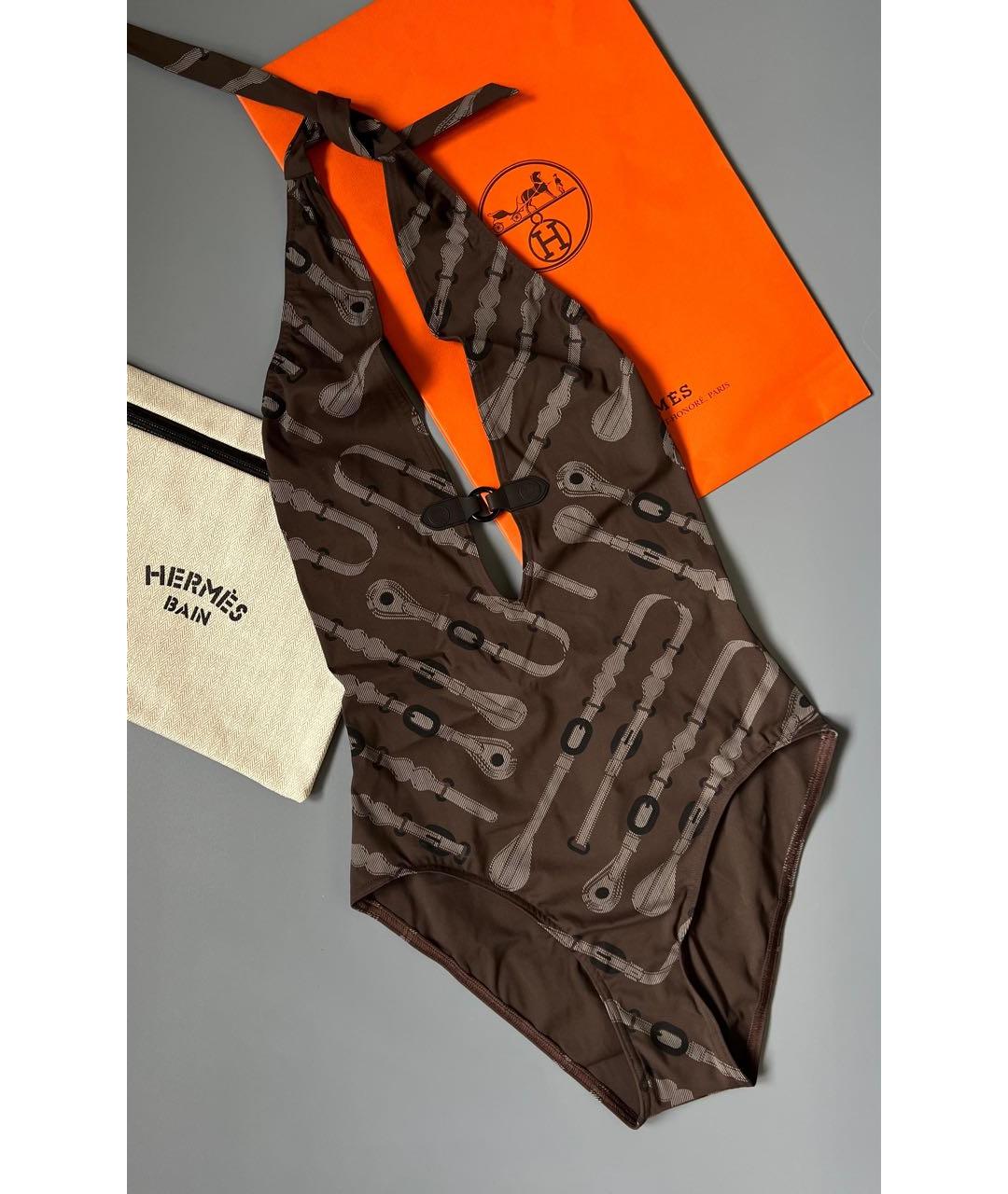 HERMES Коричневый полиамидовый купальник, фото 3