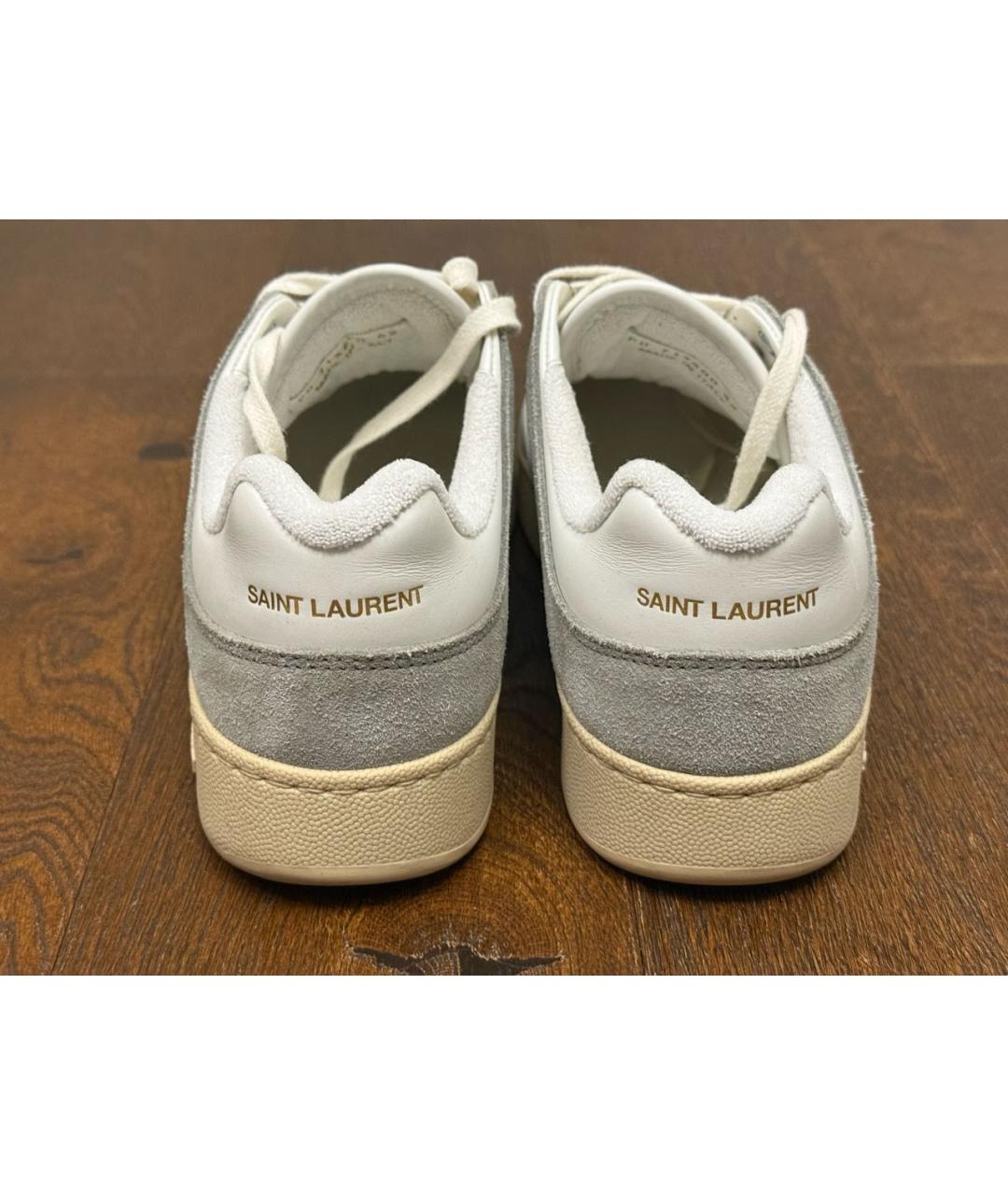 SAINT LAURENT Белые кожаные низкие кроссовки / кеды, фото 5