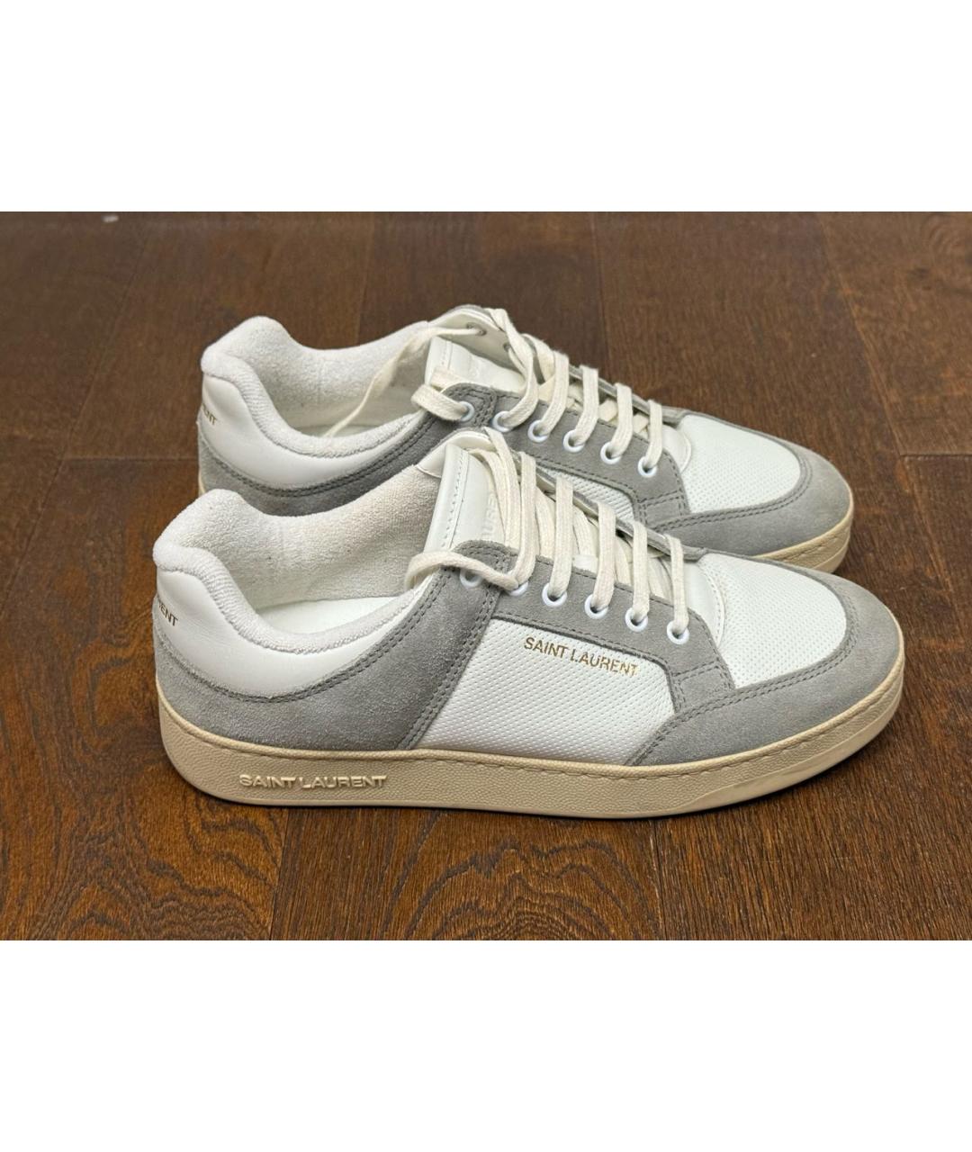 SAINT LAURENT Белые кожаные низкие кроссовки / кеды, фото 3