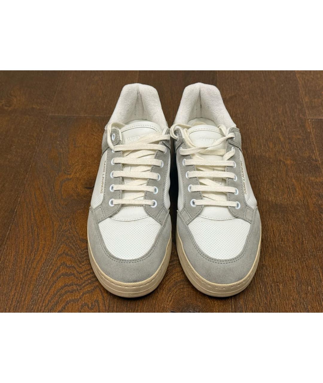 SAINT LAURENT Белые кожаные низкие кроссовки / кеды, фото 4