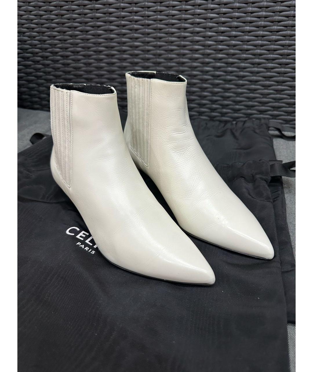CELINE Белые кожаные ботильоны, фото 3