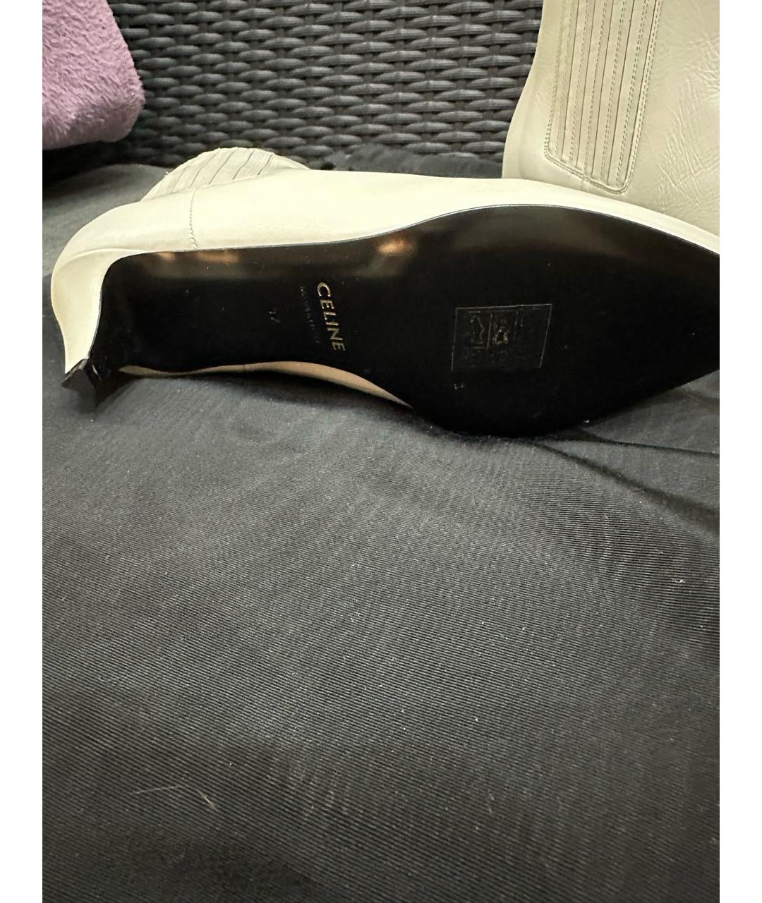 CELINE Белые кожаные ботильоны, фото 6