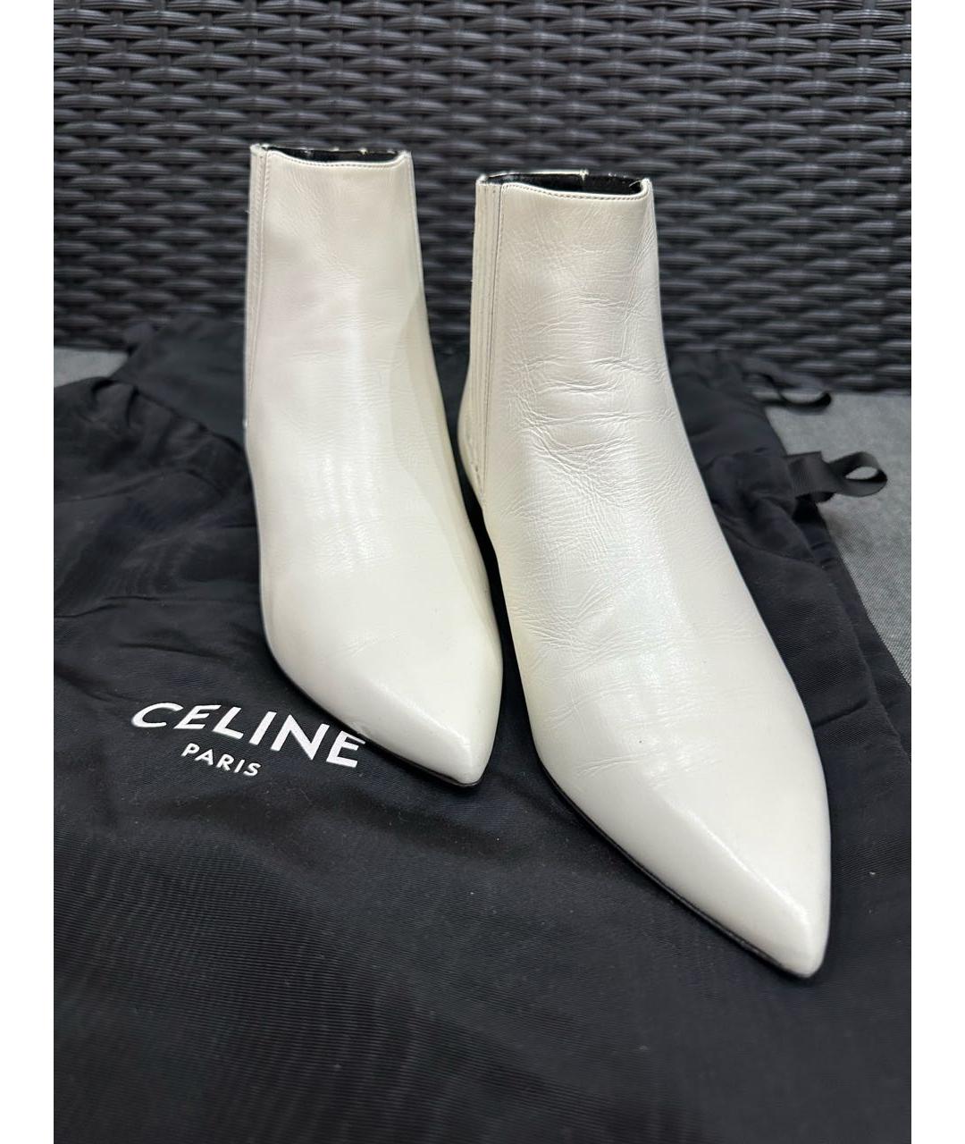 CELINE Белые кожаные ботильоны, фото 2