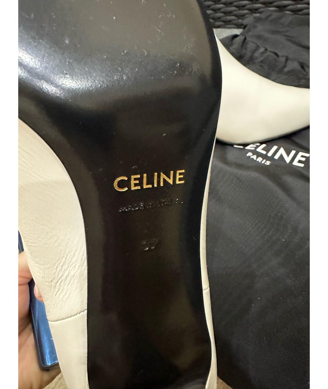 CELINE Белые кожаные ботильоны, фото 5