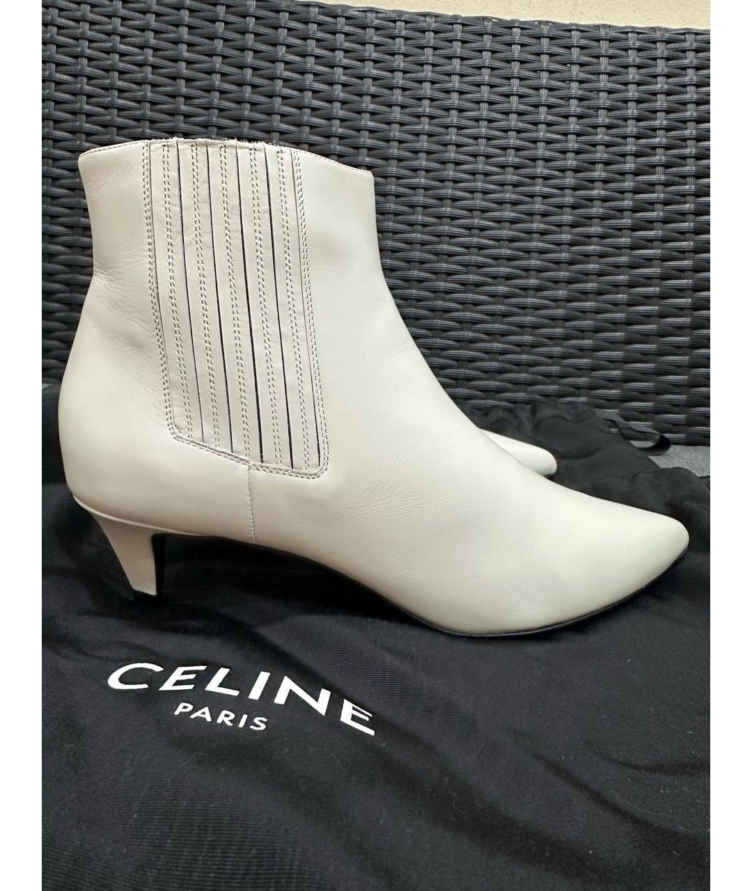 CELINE Белые кожаные ботильоны, фото 7