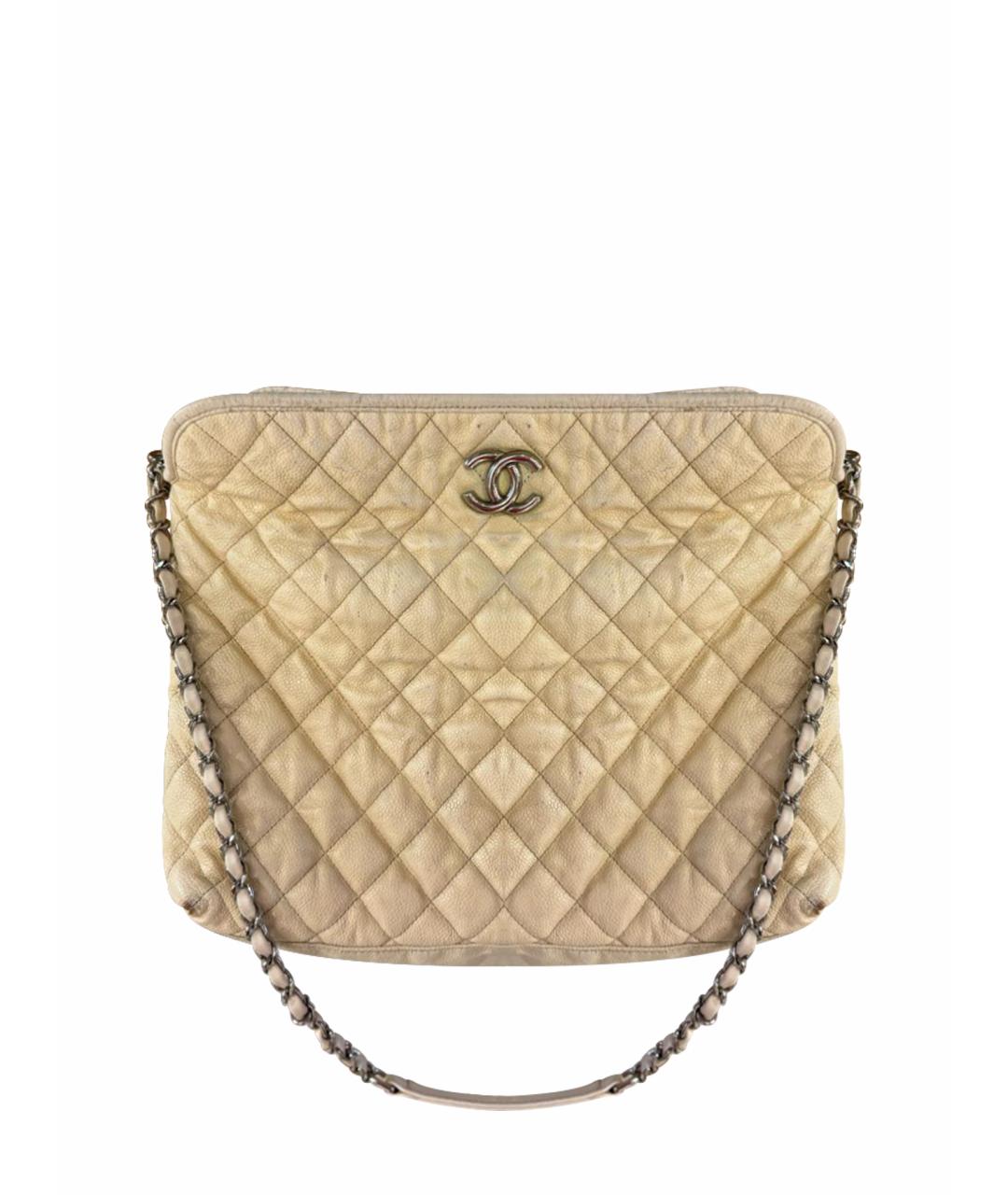 CHANEL Бежевая кожаная сумка через плечо, фото 1